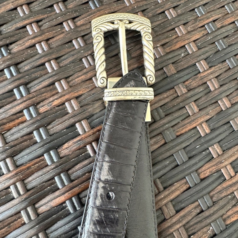 90s Western Americana Swivel Reversible Belt Leather Silver-Tone Unisex Size 30" - Picture 11 of 11